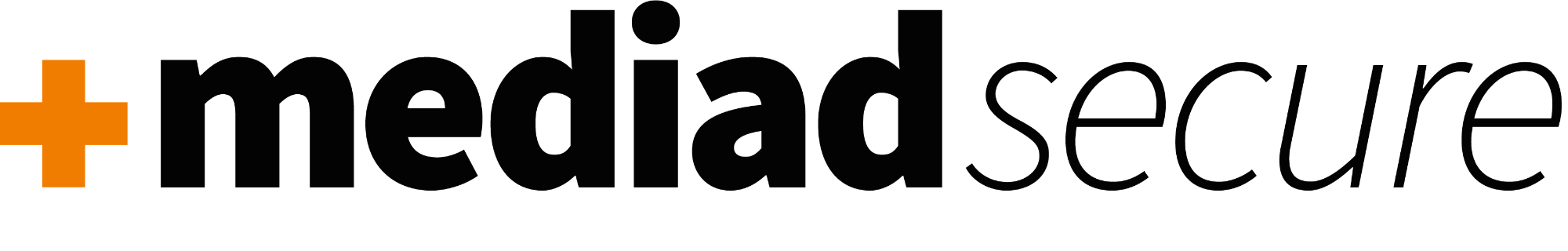 Logo von Mediadsecure, orangefarbene und schwarze Schrift.